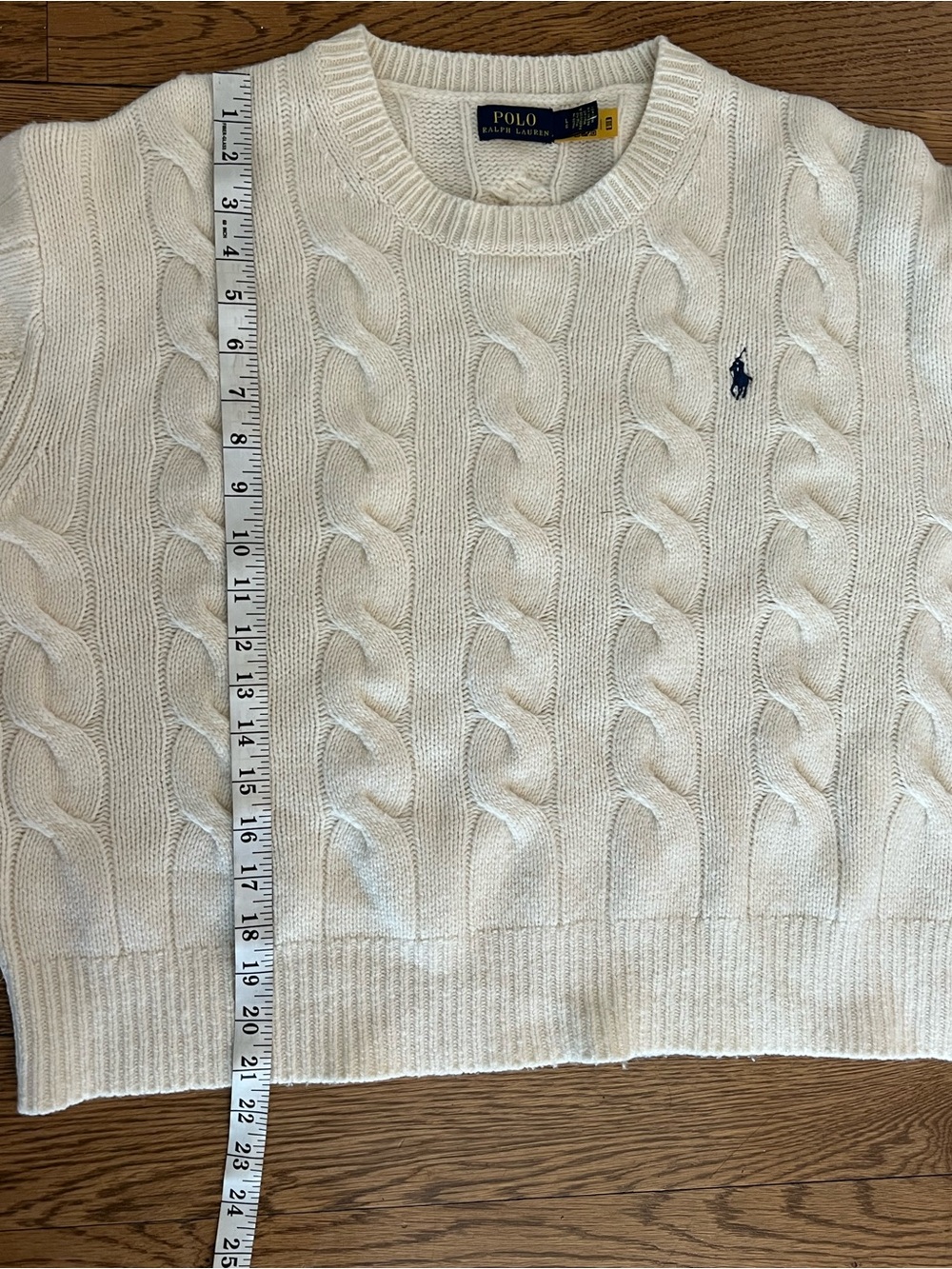Polo Ralph Lauren Wool Cashmere Ivory Cable Knit Crewneck Sweater - Picture 8 of 10
